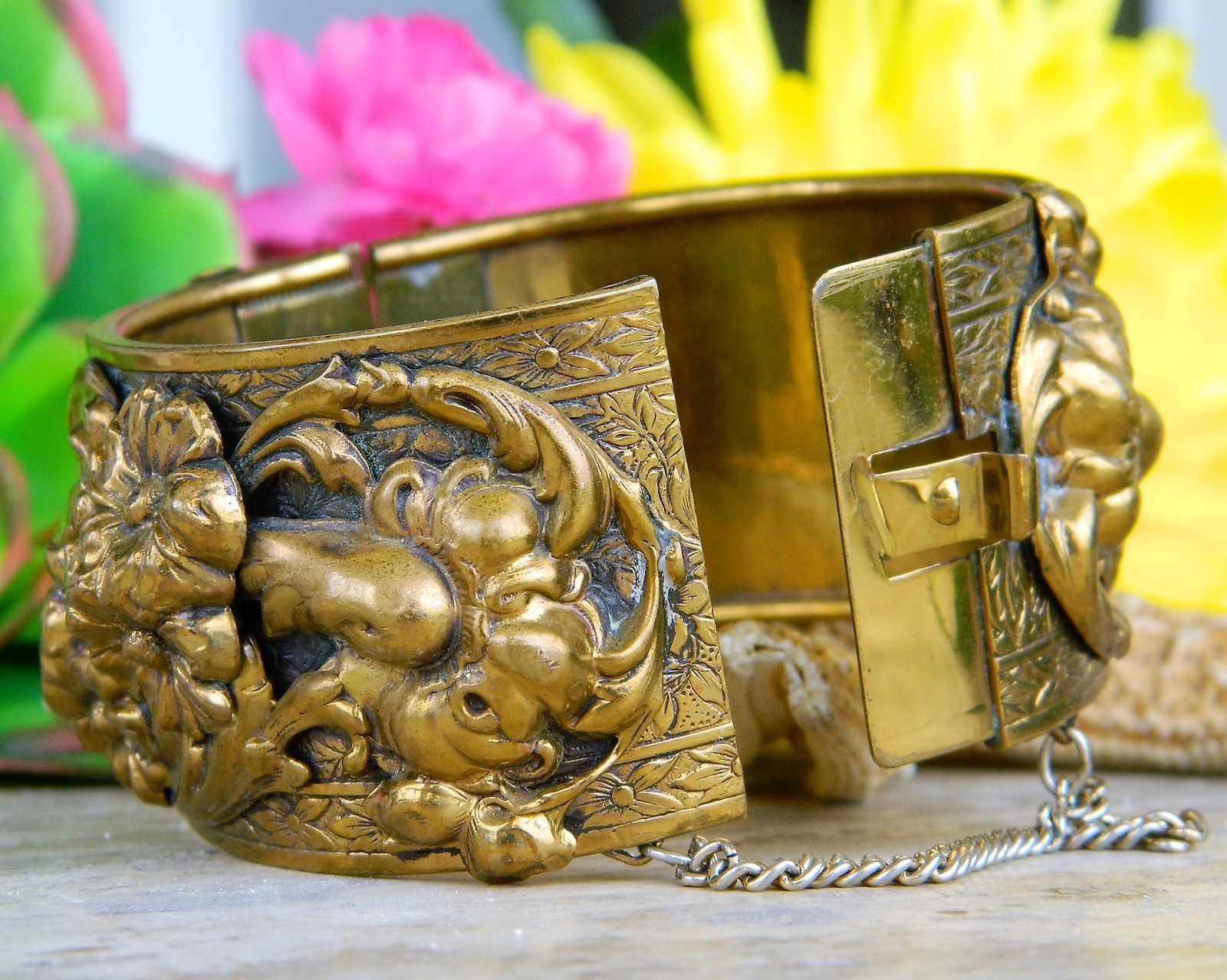 GiftJewelryShop Bronze Retro Style Silver Tone Trumpet Flower Cuff Bangle Bracelet Fashion Jewelry