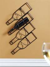 Wine Bottle Holder Rack Holds 4 Bottles Metal 28" High Wall Mounted Bar Decor image 2