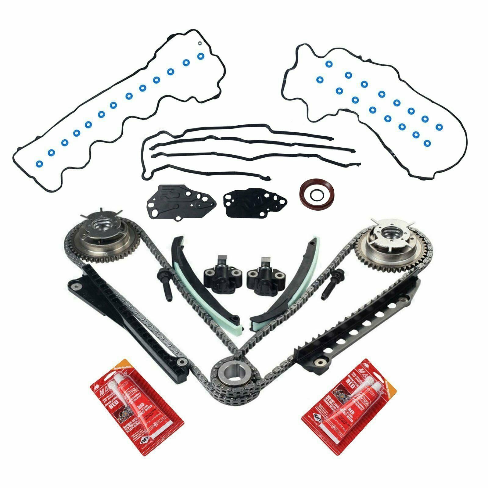Timing Chain Kit+Cam Phasers+Cover Gasket 04-08 For Ford F150 Lincoln 5.4L 3V