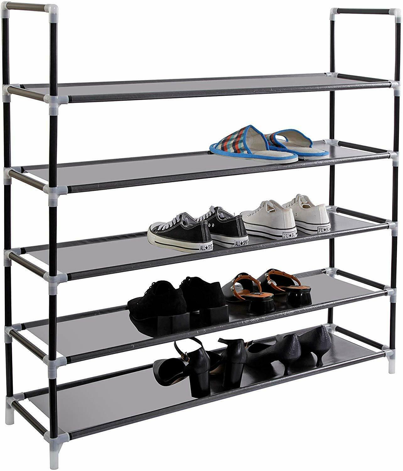 Nice Large Capacity Black Shoe Rack Shelf Organizer 5Tier 25 Pairs