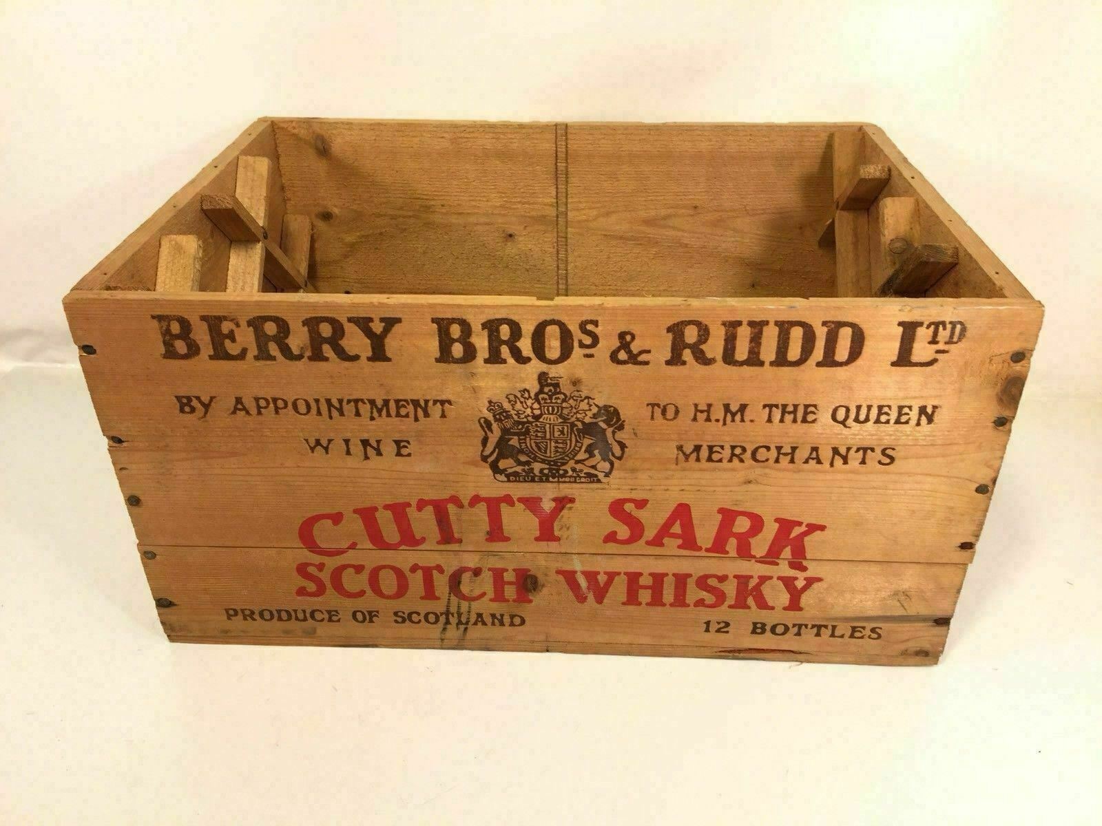 Cutty Sark Scotch Whiskey Vintage Wood Crate Box Berry Bros Rudd Ltd
