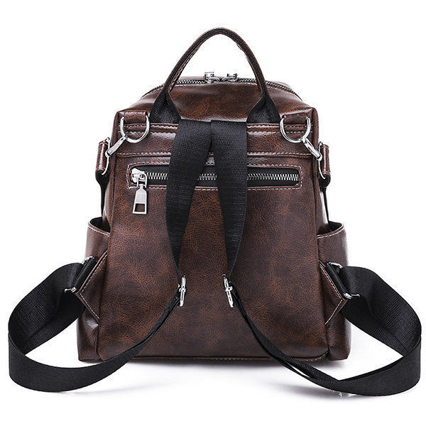 Travel PU Multi-function Backpack Solid Shoulder Bag