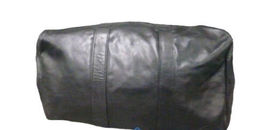 John Varvatos Black Leather Nylon Handmade Italy Crossbody Duffle Shoulder Bag image 8