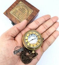 Coat Pocket Watch Chain Clock Steampunk clock w/ Box Wooden Victoria Royal Navy - $28.94