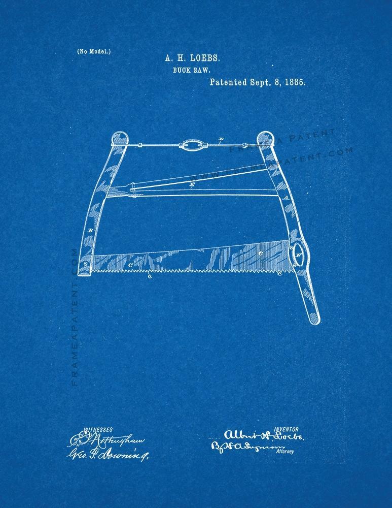 Buck Saw Patent Print - Blueprint