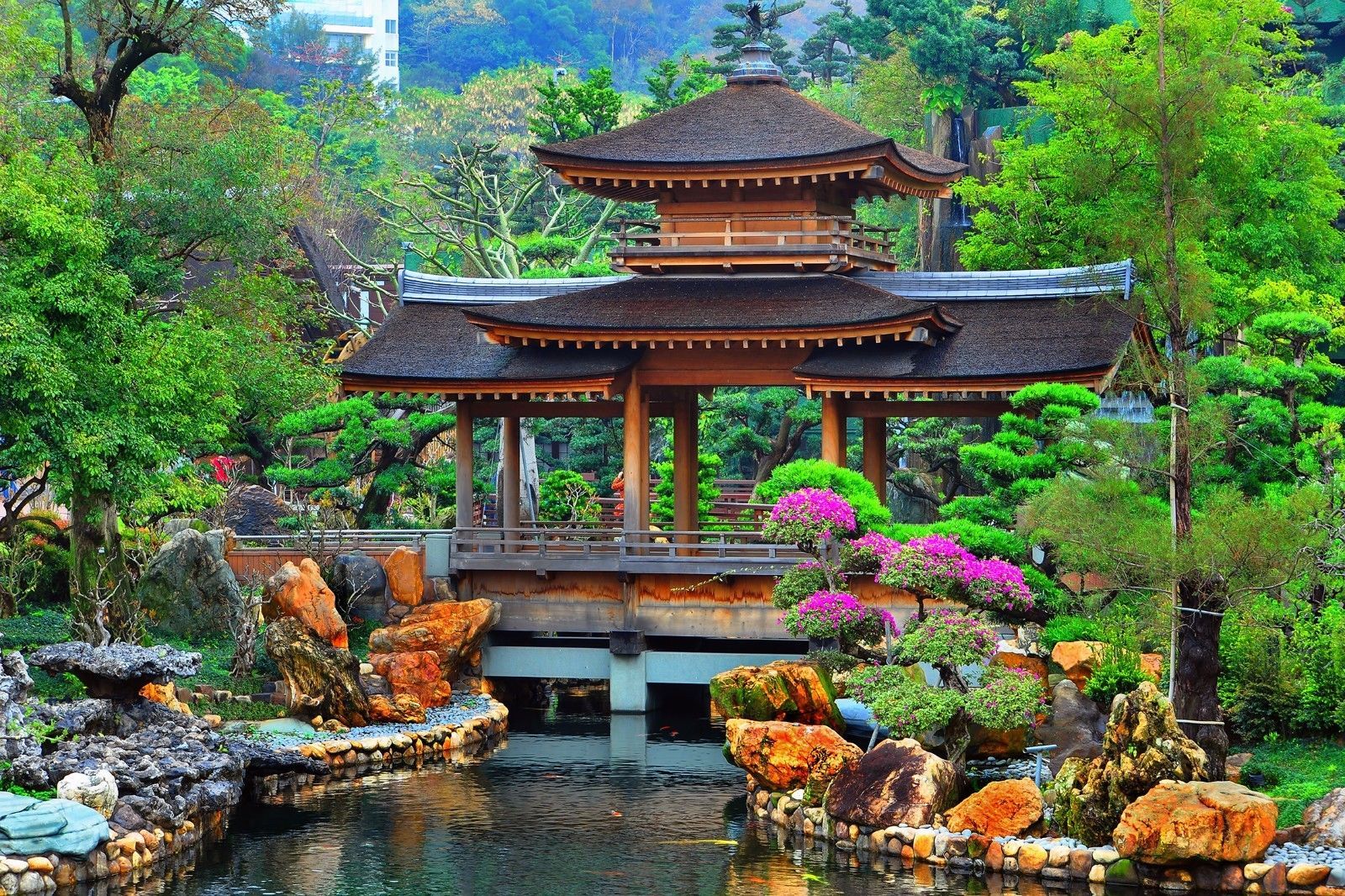 Wall Print Paper Pagoda in chinese zen garden Photo Wallpaper Art Mural