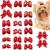 10pcs/lot Hand-made Small Hair Bows For Dog Rubber Band Cat Grooming Acc... - $7.99