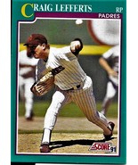 1991 Score Baseball Card, #184, Craig Lefferts, San Diego Padres - $0.99