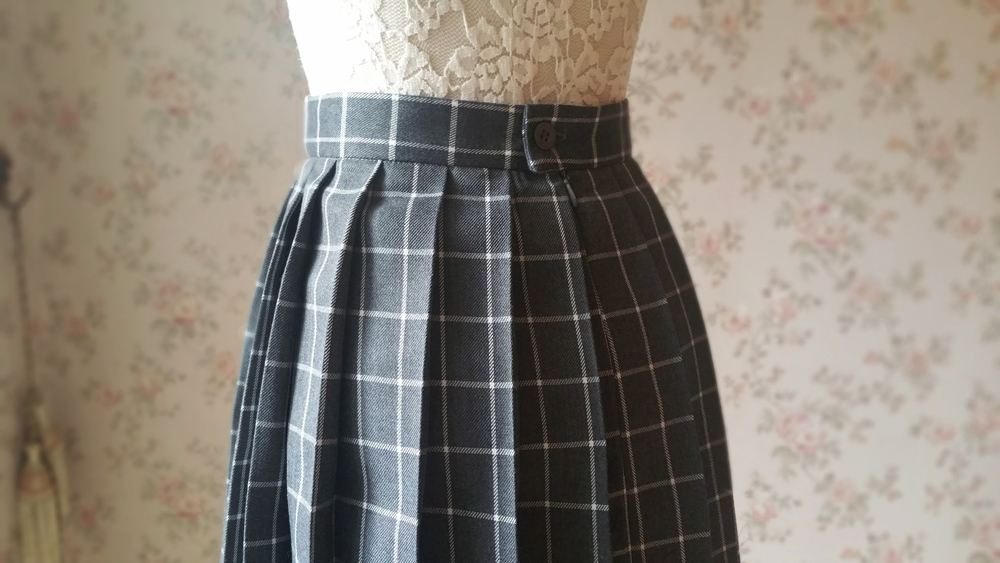 NAVY Blue PLAID Skirt Pleated Plaid Skirt School Mini Plaid Skirt US0-US16