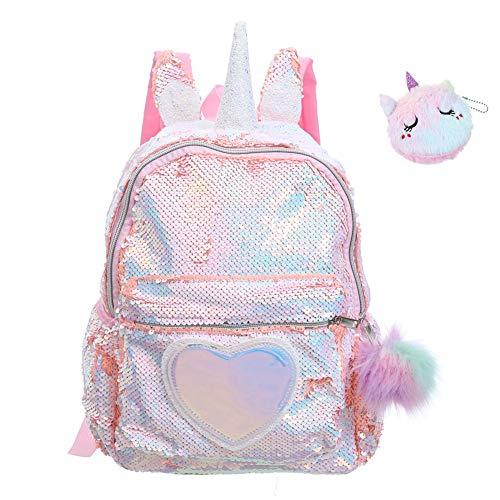 Starte Rainbow Unicorn Backpack for Girls Mermaid Sequin School Bookbag ...