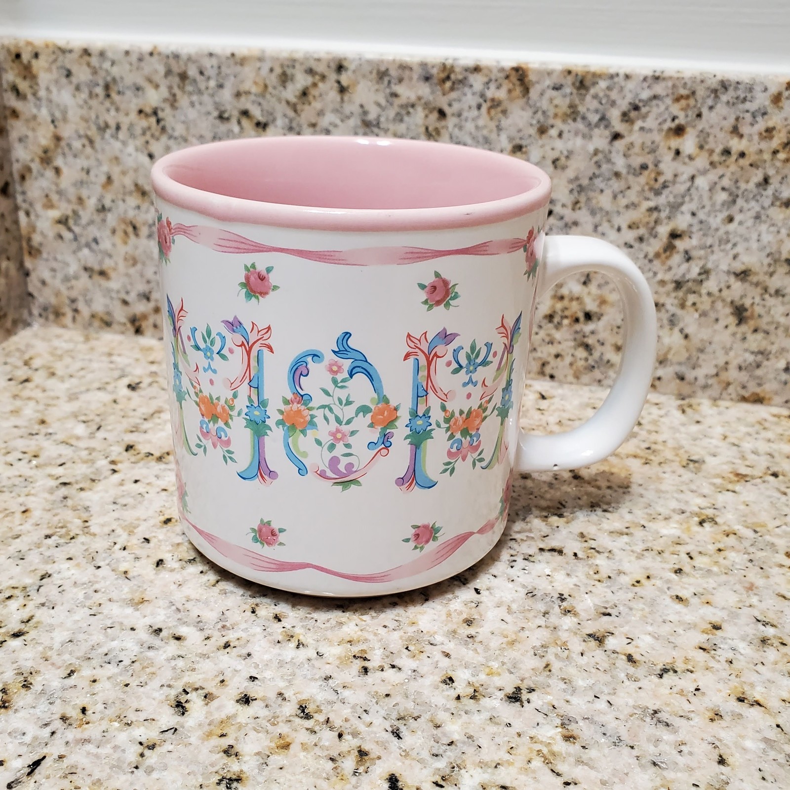Mom Mug, Vintage Lefton 1990, Pink Floral Mug, Flowers, Mothers Day Gift - $16.99