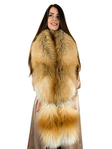 Royal Gold Fox Fur Stole 63'' (160cm) + Tails / Cuffs / Headband Saga Furs image 7