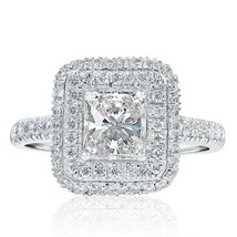 1.87 Ct Radiant Cut Diamond Engagement Double Halo Ring 18k White Gold - $3,325.41
