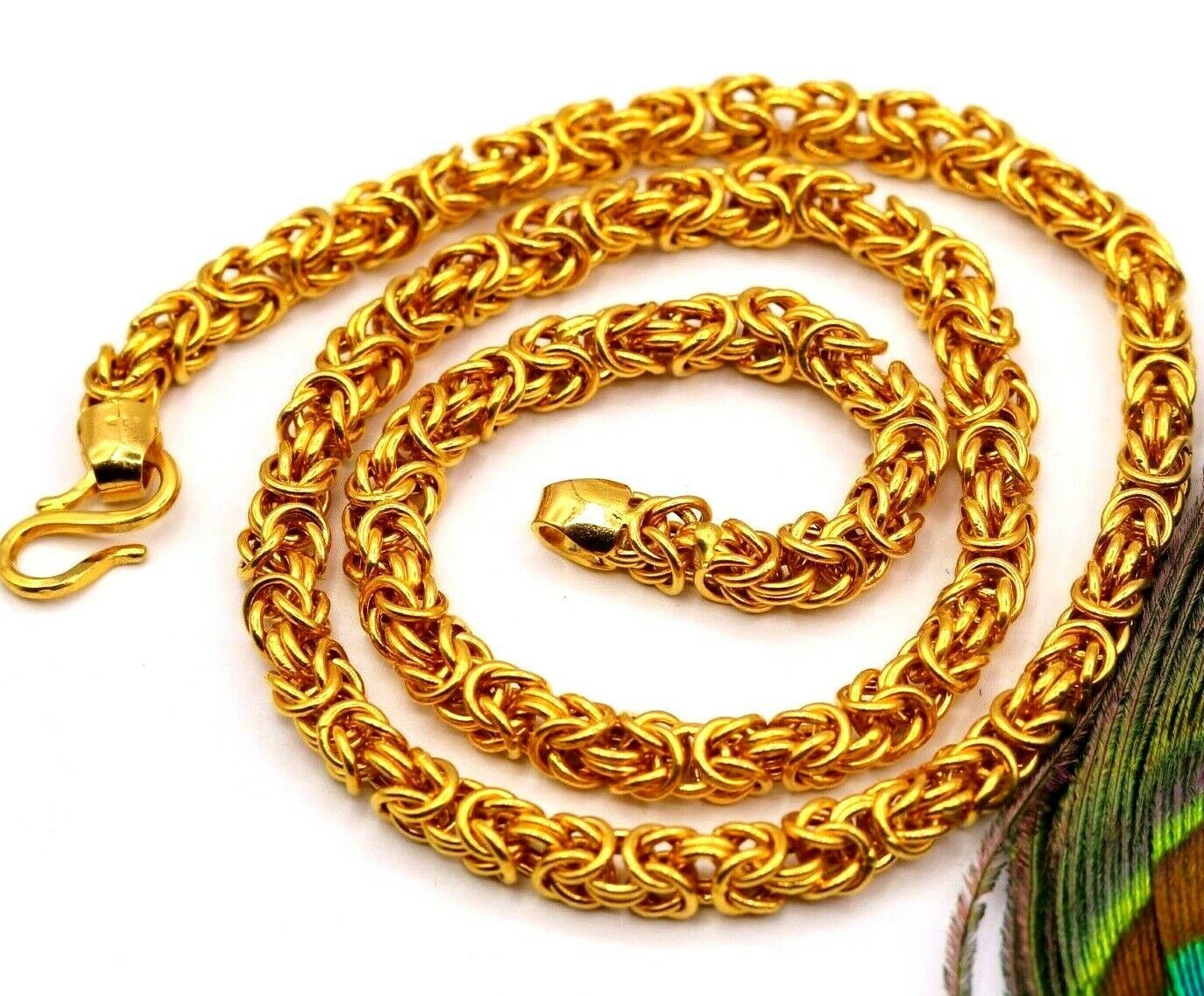 22K Gold Byzantine Chain Necklace 20 Inches Royal Hallmarked Jewelry India CH181