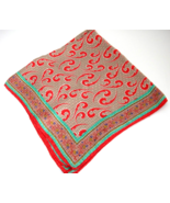 Womens Vintage Red and Tan Silk Scarf 25&quot; Square Paisley - $9.79