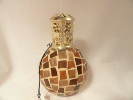 Scent Bottle Amber Mosaic Glass with Wick - $19.99
