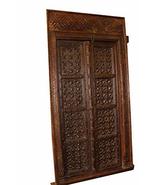 Mogul Interior Antique Carved Wooden Door with Metal Fittings &amp; Frame Te... - £2,456.13 GBP