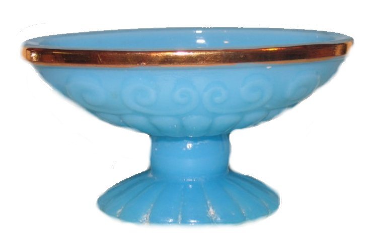 Vintage Avon French Blue Bristol Blue Oval Soap Dish with gold trim