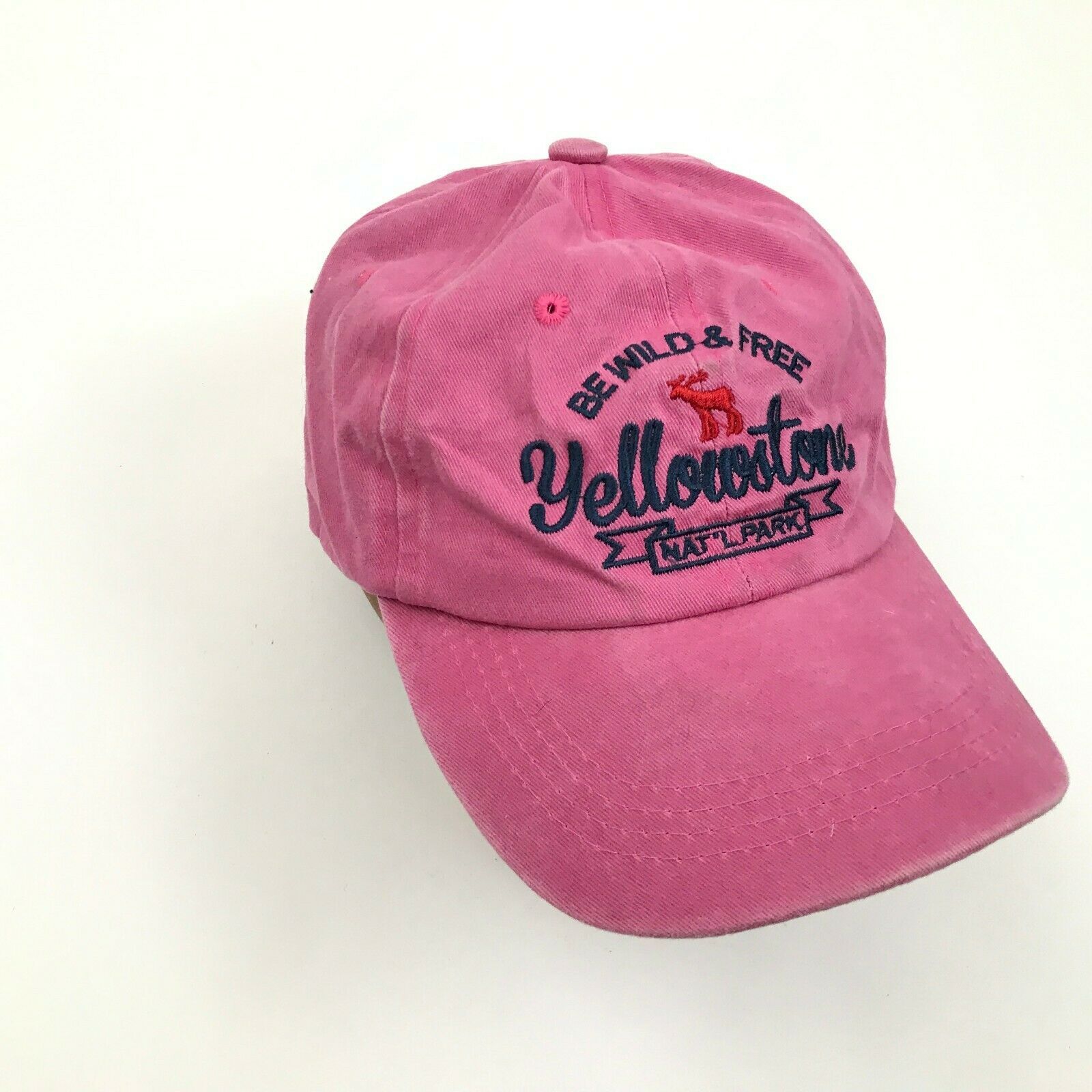 VINTAGE Yellowstone National Park Hat Pink Ball Cap Strap Back BE WILD ...