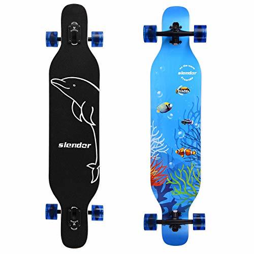 slendor Longboard Skateboard 42 inch Drop Through Deck Complete Maple ...