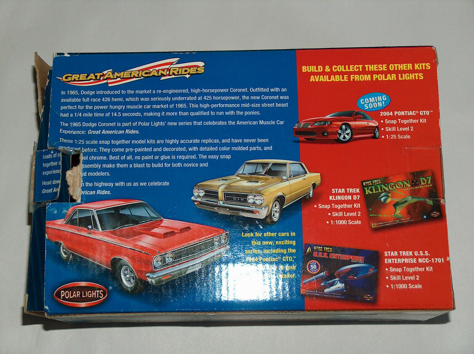 Polar Lights Dodge Coronet Snap Model Kit Muscle Replacement Box Vintage