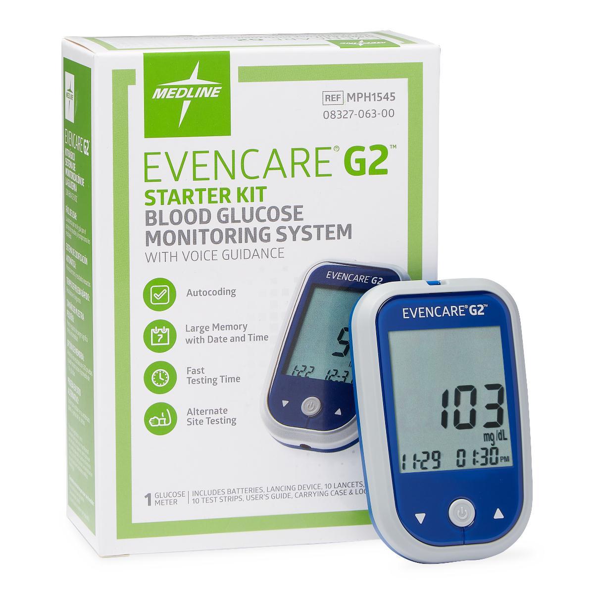 Evencare G2 Blood Glucose Meter Starter Kit Glucose Monitors