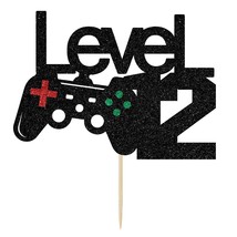 Black Glitter Level 12 Cake Topper - Level Up 12Th Birthday Cake Toppe - $16.99