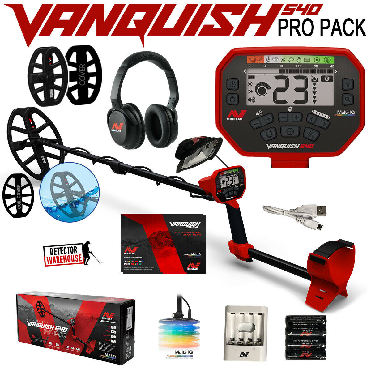 Minelab Vanquish 540 PRO-PACK, Wireless Headphones, 2 Coils ...