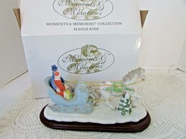 Avon 2002 Moments & Memories Sleigh Ride Figurine On Wooden Base Nib 9"W - $24.70