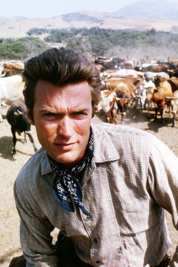 Clint Eastwood as Rowdy Yates in Rawhide Classic Series on Cattle Drive