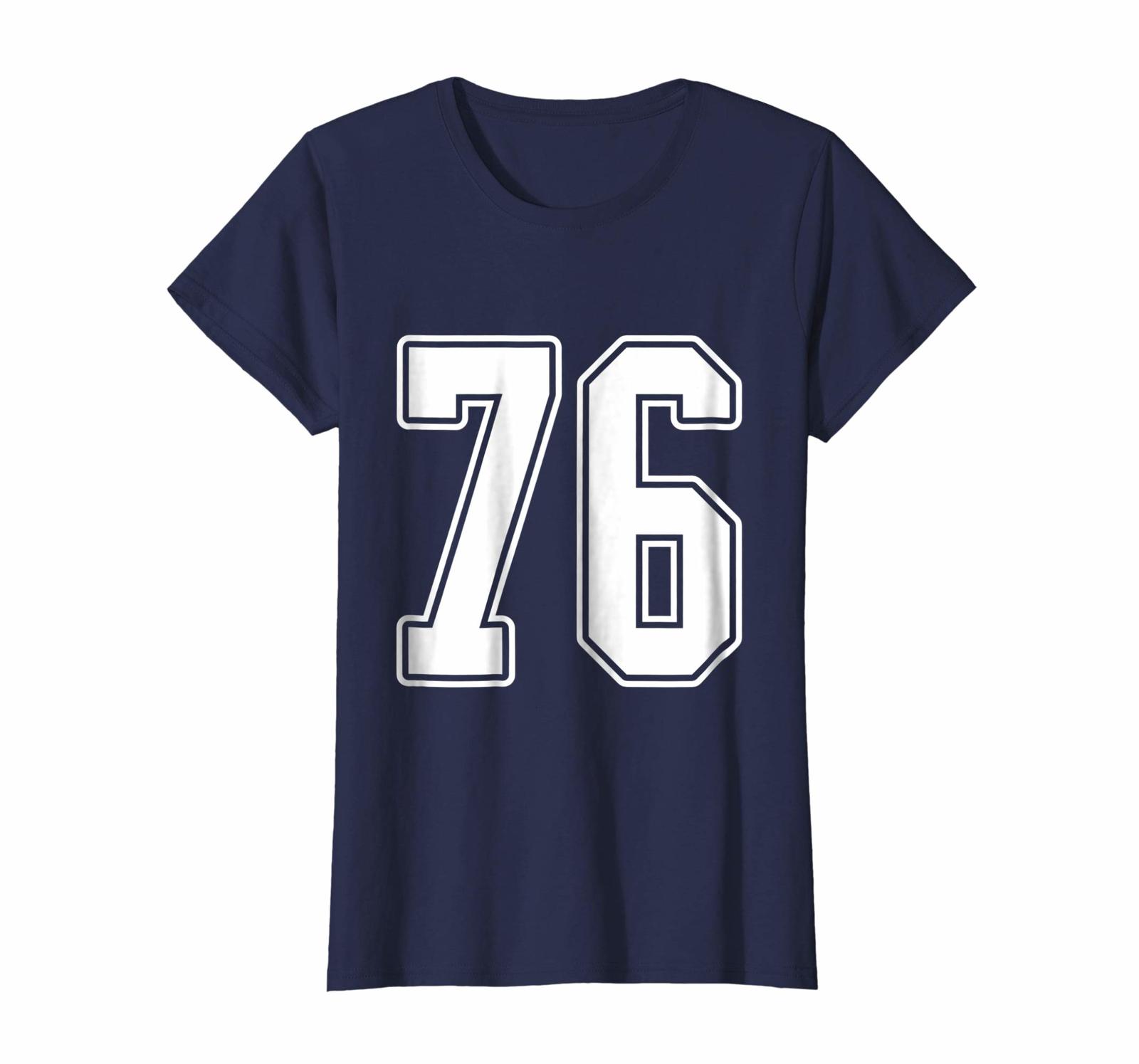 Funny Shirts - #76 White Outline Number 76 Sports Fan Jersey Style T ...