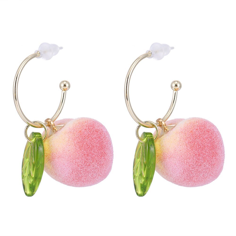 New Style Fashion Cute Popular Pink Peach Blossom Fruit Earrings Female Long Wat