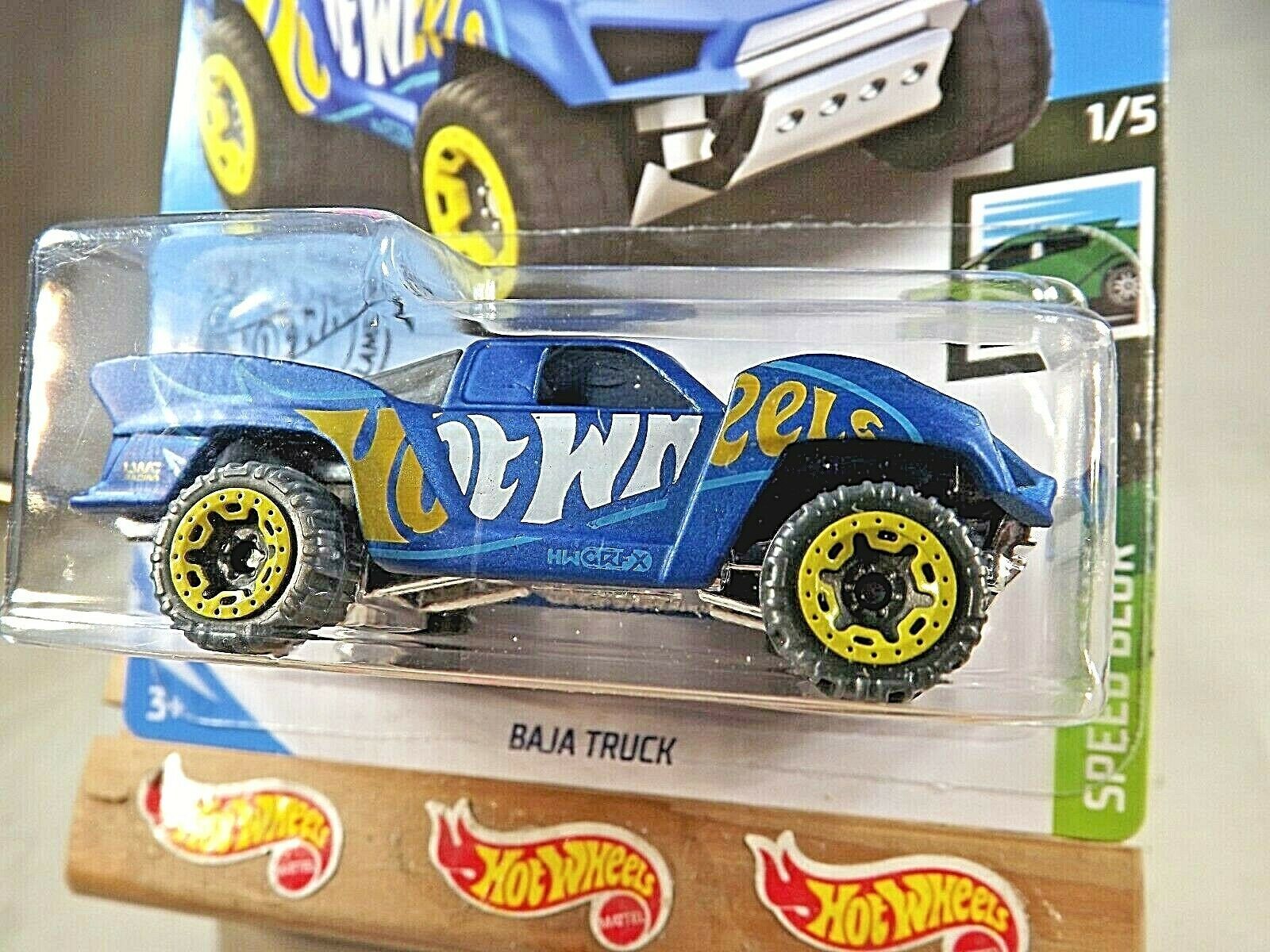 2020 Hot Wheels #110 Speed Blur 1/5 BAJA TRUCK Blue w/Gray Wheel Yellow ...