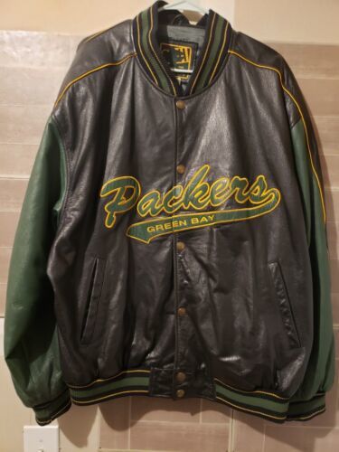 Philadelphia Eagles Full Zip Faux Leather Jacket - Black/Green L/G