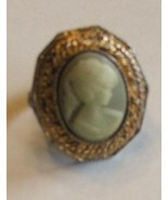 Vintage Gold Plated Cameo Adjustable Ring  - $9.00