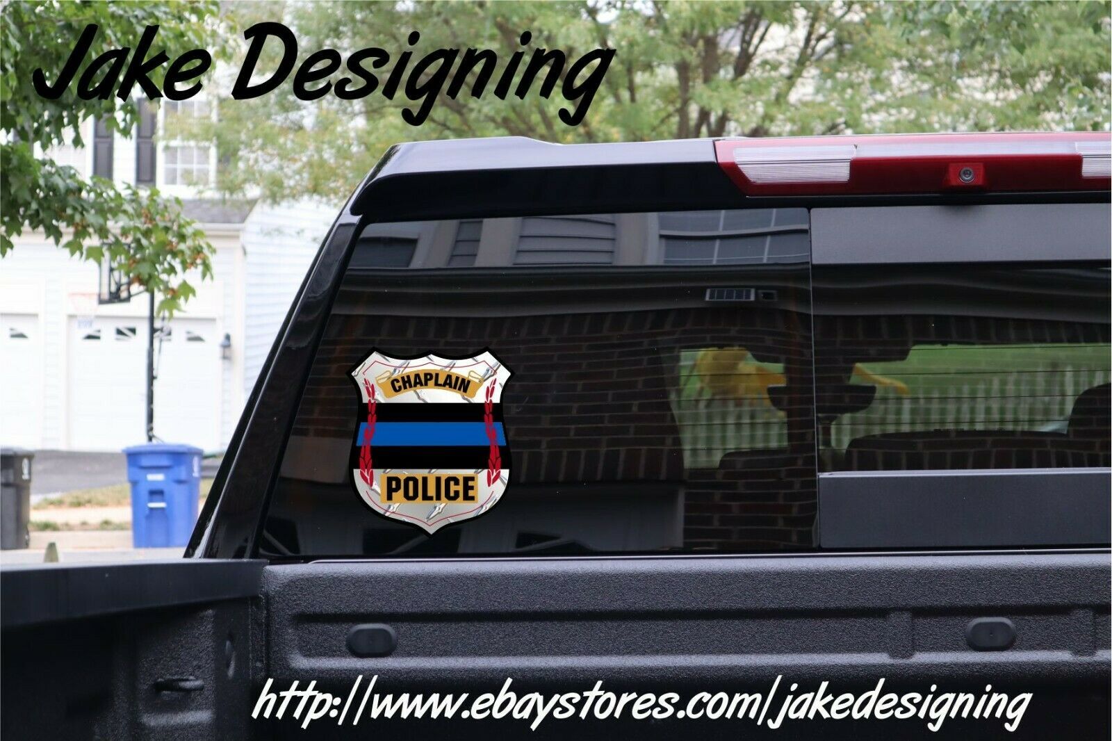 Thin Blue Line Chaplain Badge Diamond Window Decal Police Law