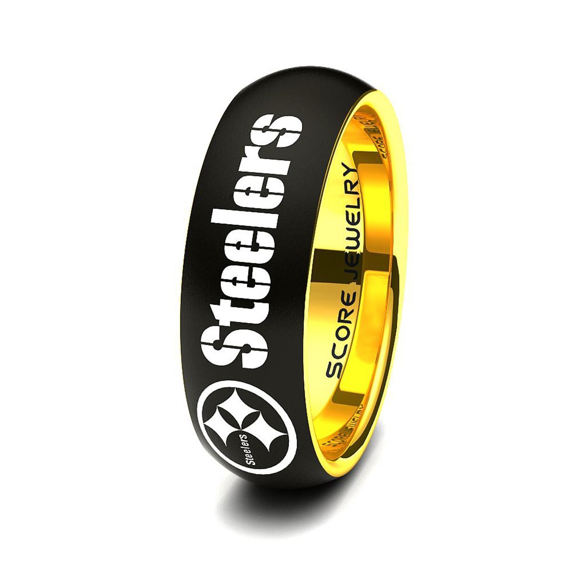 Pittsburgh Steeler NFL Football Team Tungsten Carbide Wedding Black ...