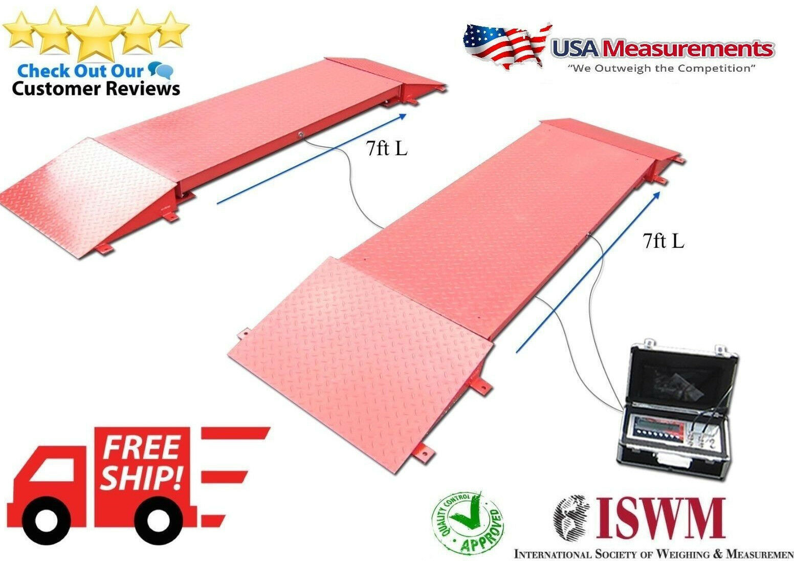 19 ft Truck Scale Portable Axle Scale 120,000 lb w/ Printer Scoreboard