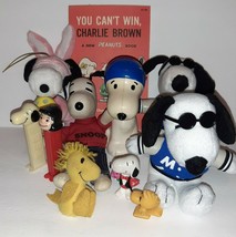 Vtg Peanuts Gang Plush Book & Toys Set Lot Snoopy Lucy Joe Cool FUN - $14.85