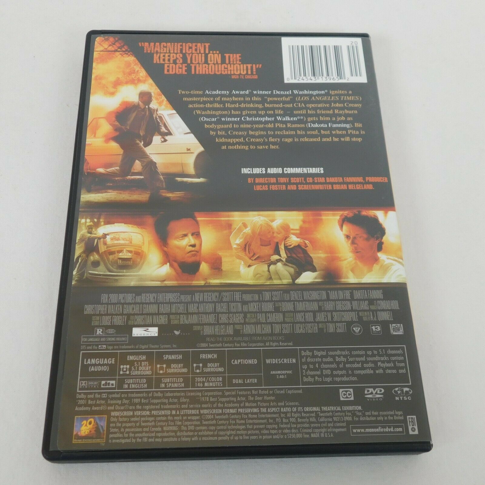 Man On Fire Widescreen DVD 2004 20th Century Fox Rated R Denzel ...