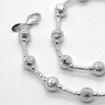 18K WHITE GOLD CHAIN FINELY WORKED 5 MM BALL SPHERES AND TUBE LINK, 19.7 INCHES image 4