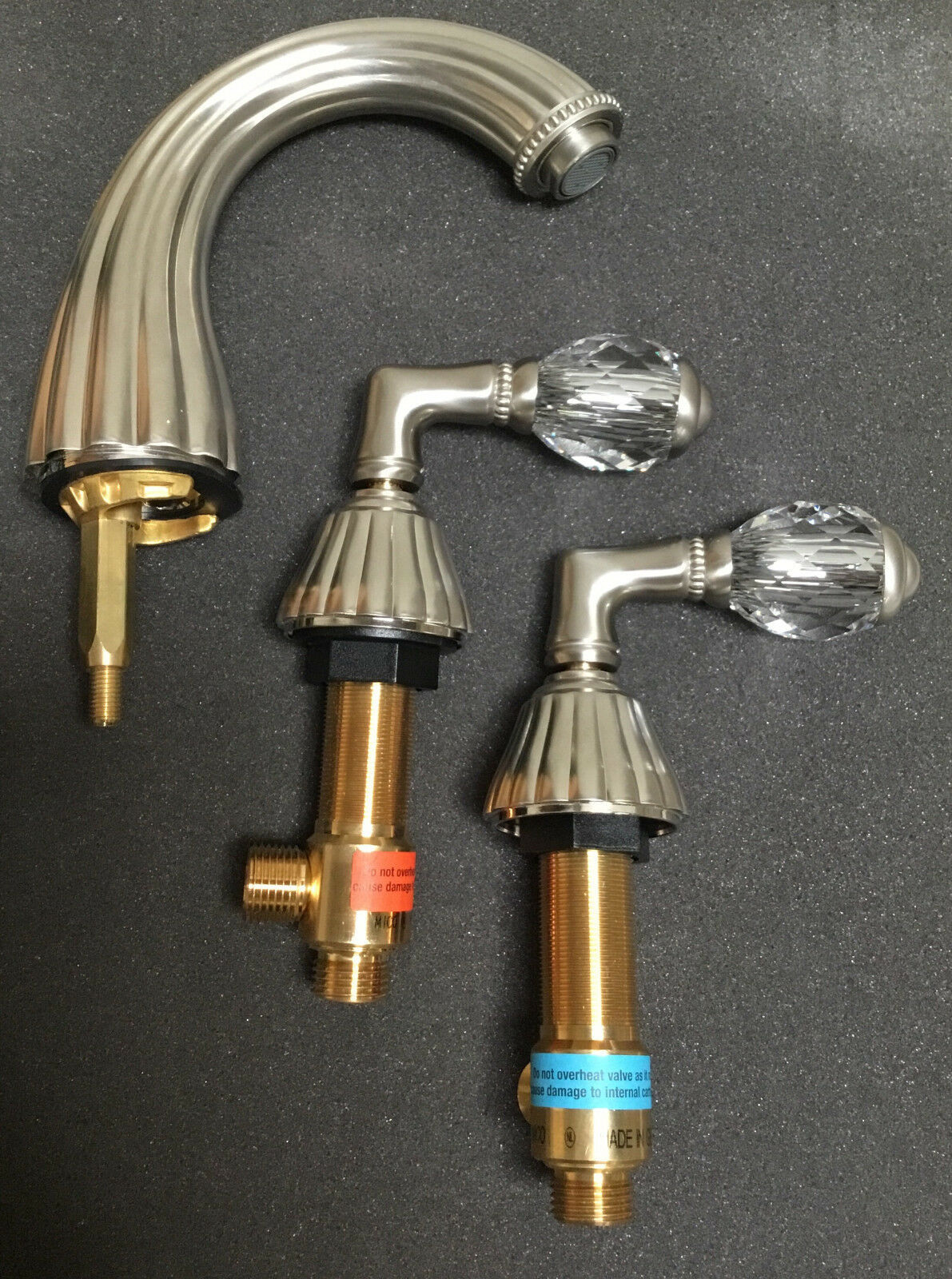 Mico 2100B8SN Widespread Lavatory Faucet W/ Lever Swarovski Crystal