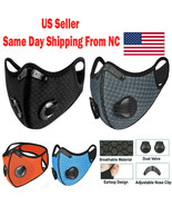 Reusable Face Mask With Active Carbon Filter Breathing Valves Cycling NE... - $5.44+
