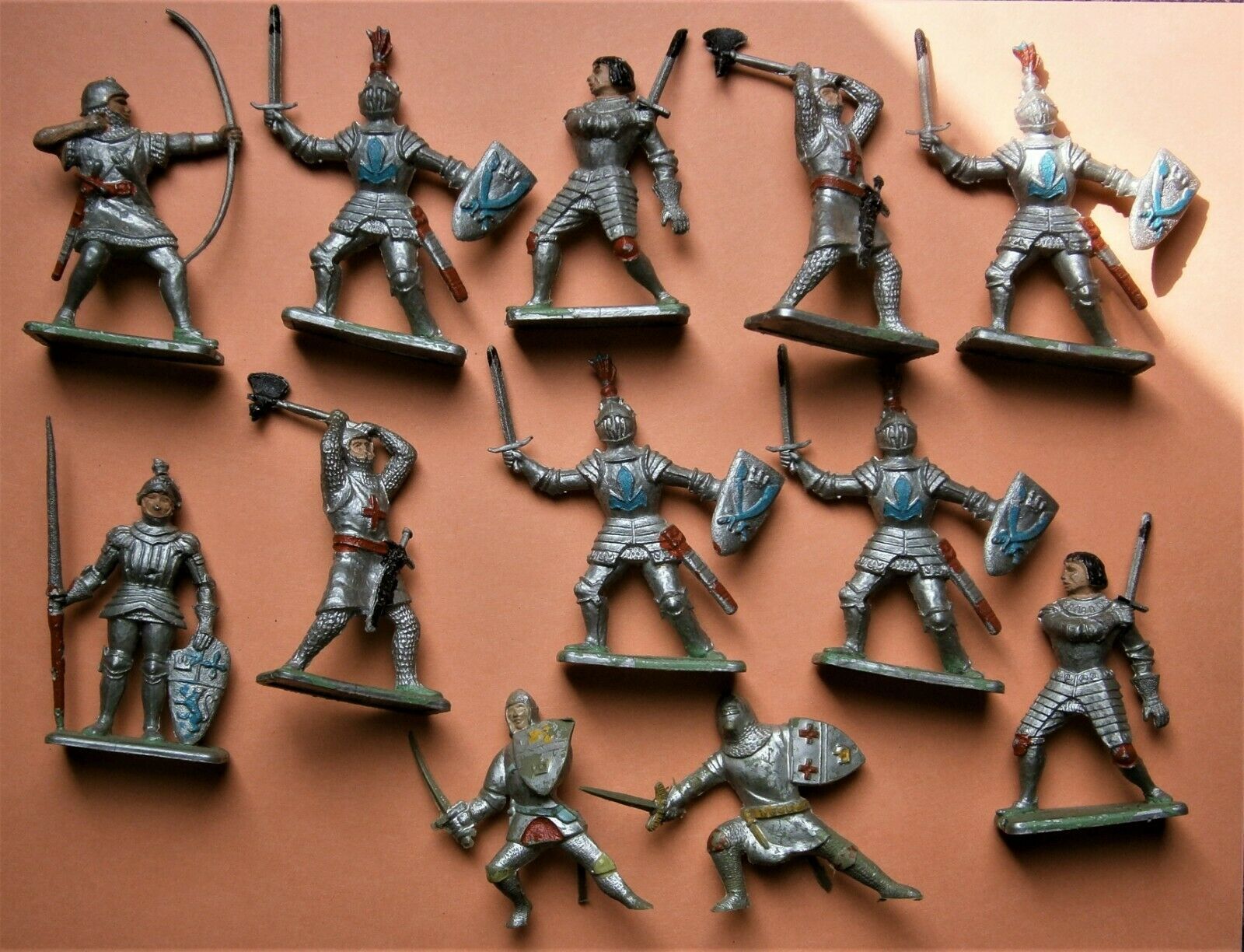 12 Vintage Crescent Toy Knights made in England by Crescent Toy Co. Ltd