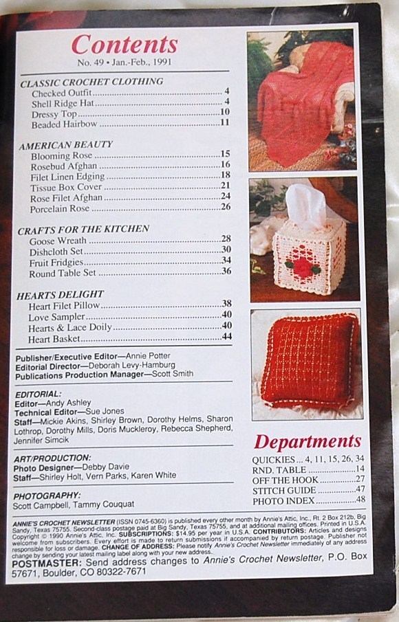 Annies Crochet Newsletter Jan- Feb 1991 No. and 50 similar items