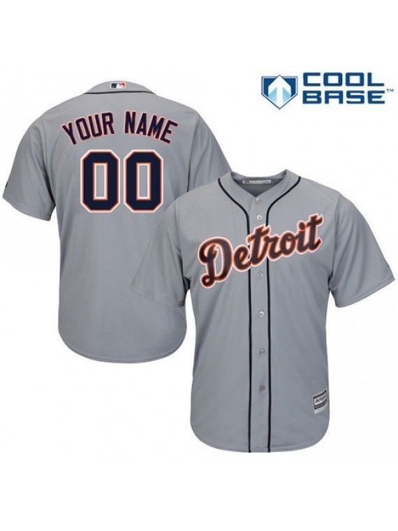 Men's Detroit Tigers Custom NAME & NUMBER Jersey Sewn on Cheap Grey