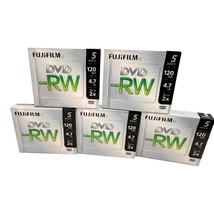 Fuji DVD -RW Lot 5 Pack 5 per Pak w Jewel Cases Fujifilm Discs 120 Min 4.7G New - $45.95