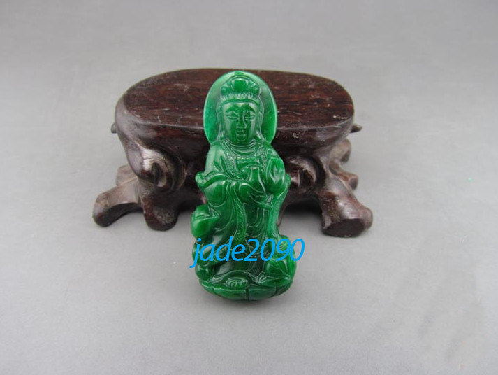 Free shipping - green jadeite jade, Natural green jade carved Buddhist ...