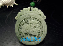 Free Shipping - Amulet AAA Natural Green jadeite jade carved dragon Roun... - $19.99