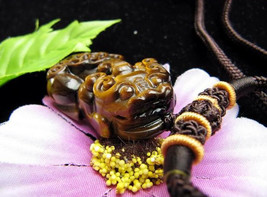 Free Shipping - good luck 100% Natural Yellow Tiger eye stone carved Pi Yao Amul - $19.99